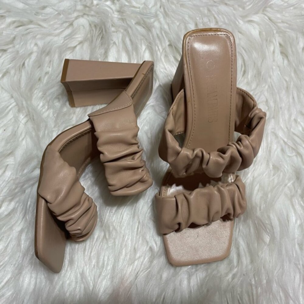 Elegant Tan Ruffled Sandals